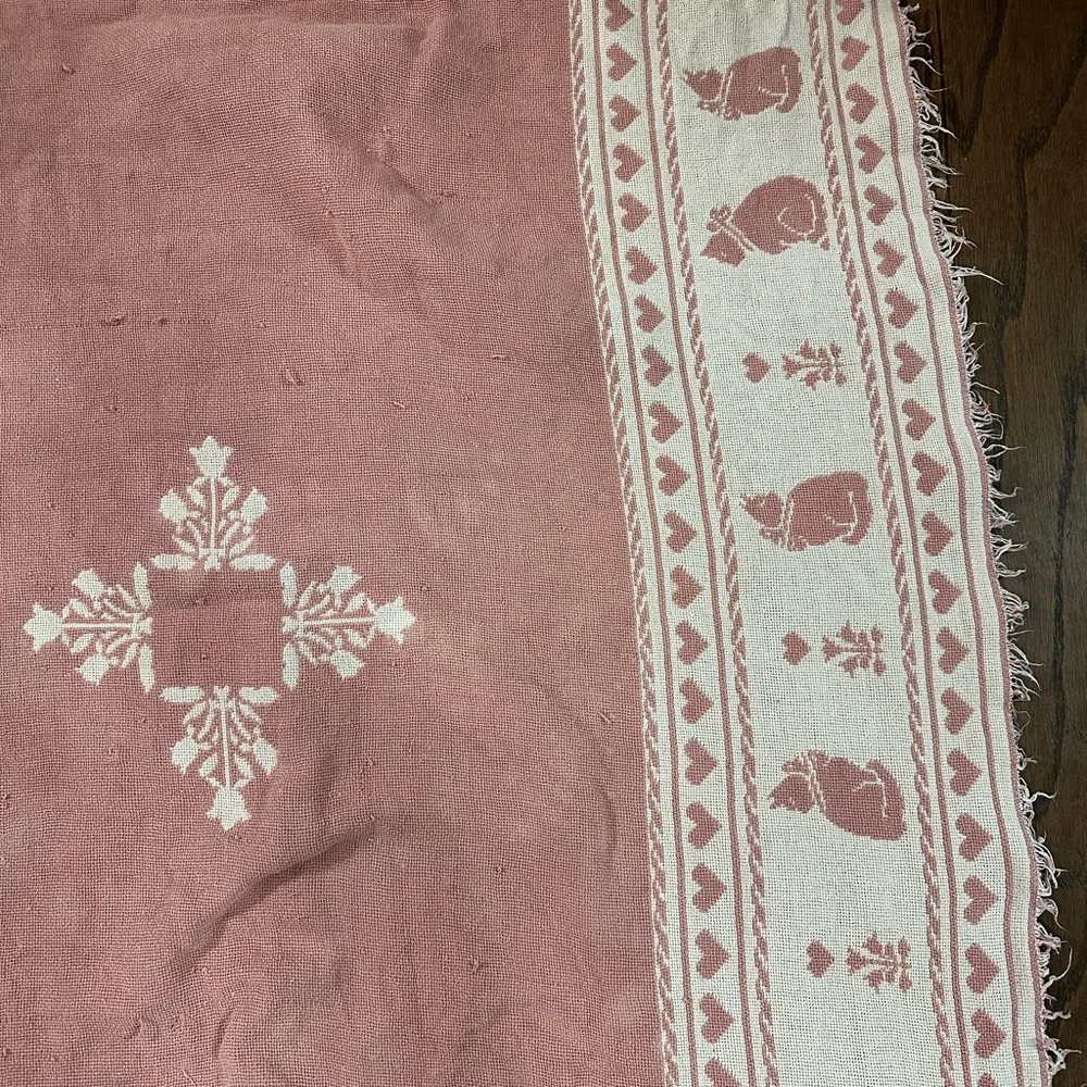 Pink and White Kitty Cat Throw Blanket 68x43” Fair Condition with Flaws